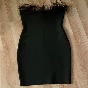 Black Strapless Bodycon Cocktail Dress
